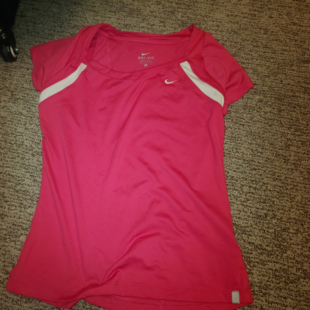 Hot pink nike work out tshirt .